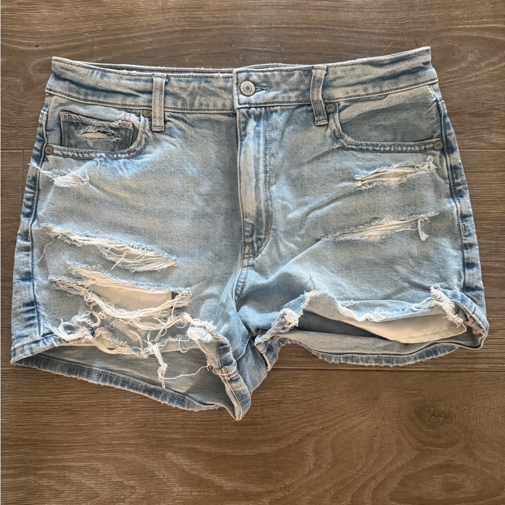 American Eagle Outfitters Light Blue Ripped Jean Shorts